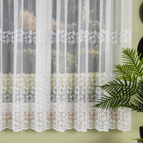Firanka haftowana ze wzorem pasowym, wys. 170cm, kolor 001 biały FH0051/768/001/000170/1