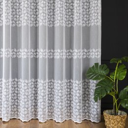 Firanka haftowana ze wzorem pasowym, wys. 320cm, kolor 001 biały FH0051/768/001/000320/1