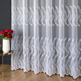 Firanka haftowana ze wzorem pasowym, wys. 320cm, kolor 001 biały FH0052/768/001/000320/1