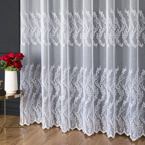 Firanka haftowana ze wzorem pasowym, wys. 320cm, kolor 001 biały FH0052/768/001/000320/1