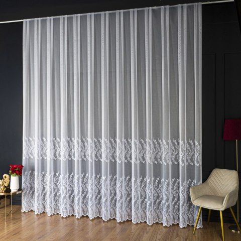 Firanka haftowana ze wzorem pasowym, wys. 320cm, kolor 001 biały FH0052/768/001/000320/1