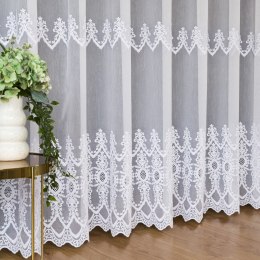 Firanka haftowana ze wzorem pasowym, wys. 320cm, kolor 001 biały FH0053/768/001/000320/1
