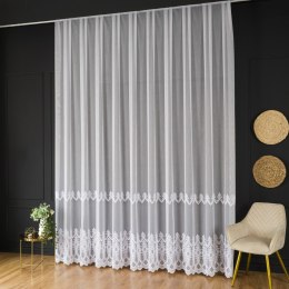 Firanka haftowana ze wzorem pasowym, wys. 320cm, kolor 001 biały FH0053/768/001/000320/1