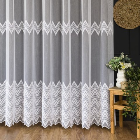 Firanka haftowana ze wzorem pasowym, wys. 320cm, kolor 001 biały FH0055/768/001/000320/1
