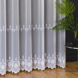 Firanka haftowana ze wzorem pasowym, wys. 320cm, kolor 001 biały FH0057/768/001/000320/1