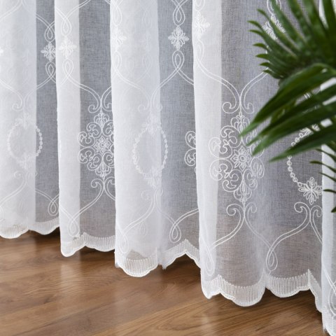 Firanka haftowana ze wzorem po całości, wys. 300cm, kolor 001 biały FHM311/733/001/000300/1