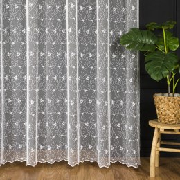 Firanka haftowana ze wzorem po całości, wys. 300cm, kolor 001 biały ze srebrną nitką 013545/885/001/000300/1