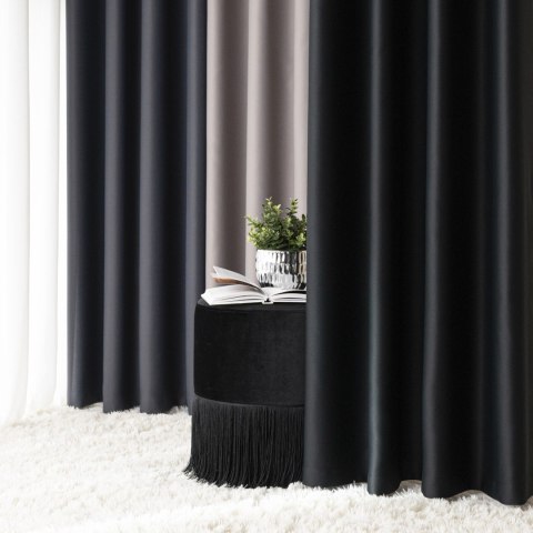 DONA Zasłona gotowa typu blackout na przelotkach, 230x140 cm, kolor 846 czarny TD0015/ZGP/846/140230/1