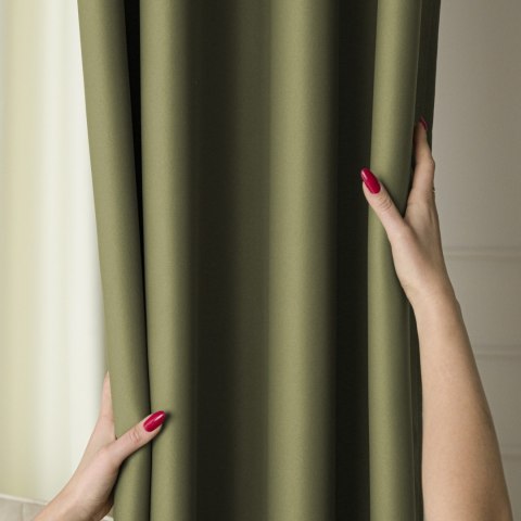 DONA Zasłona gotowa typu blackout na przelotkach, 230x140 cm, kolor 622 zielonoszary TD0015/ZGP/622/140230