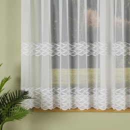 Firanka haftowana ze wzorem pasowym, wys. 160cm, kolor 001 biały 013379/768/001/000160/1