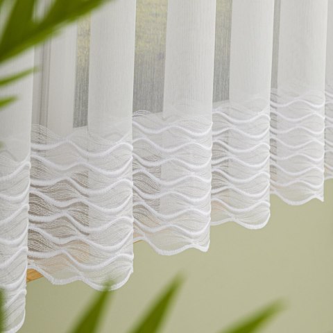 Firanka haftowana ze wzorem pasowym, wys. 160cm, kolor 001 biały 013379/768/001/000160/1