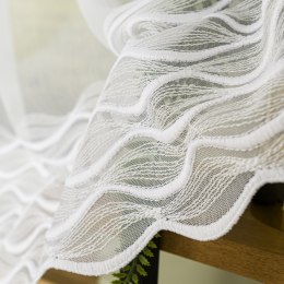 Firanka haftowana ze wzorem pasowym, wys. 160cm, kolor 001 biały 013379/768/001/000160/1